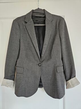 Zara Basic Gray Textured Blazer